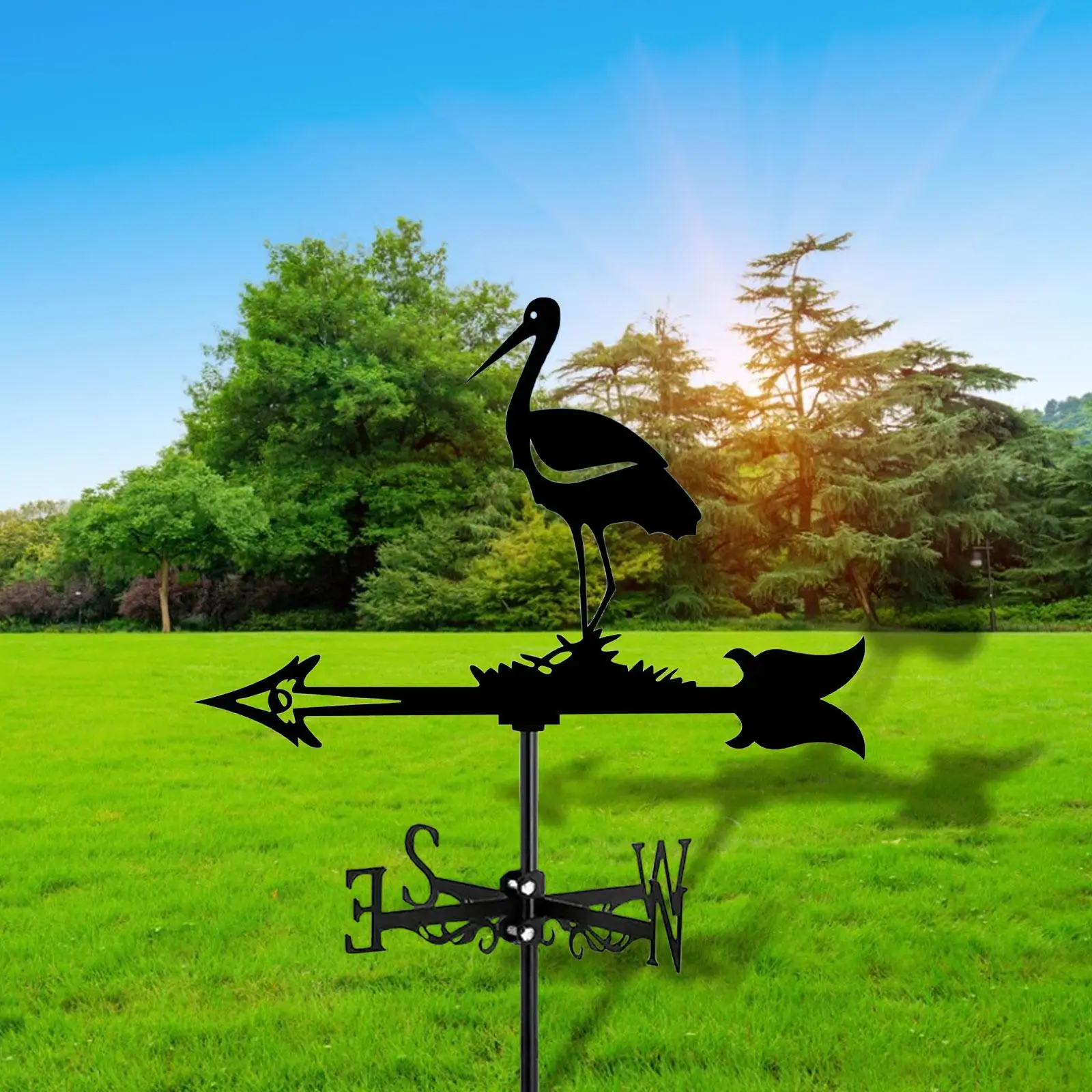 Crane Figurine Wind Vane Ornament Wind Direction Indicator for Barn Pavilion