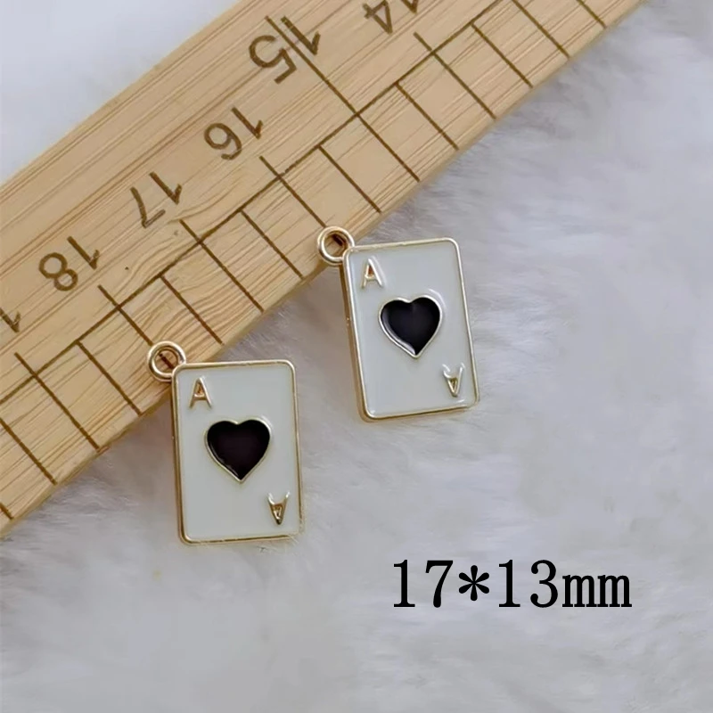 10pcs Poker Playing Cards Enamel Charms Ace Joker Metal Charms for Earrings Keychain Jewelry Making Supplies Diy Accessories