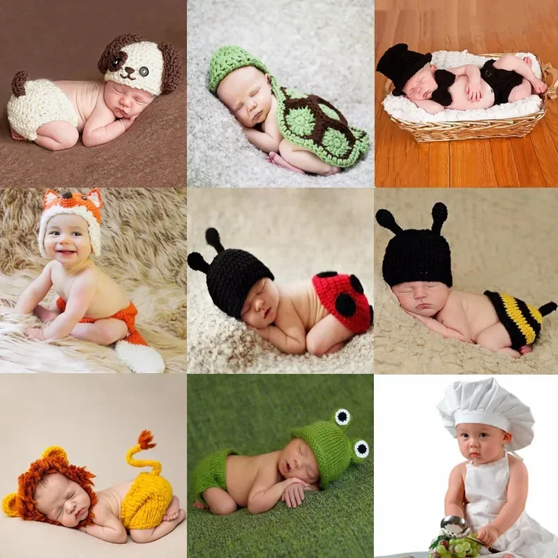 New Born Crochet Knitted Newborn Photography Props Photo Accessories Baby Costume Boys Girls Photographie Clothes