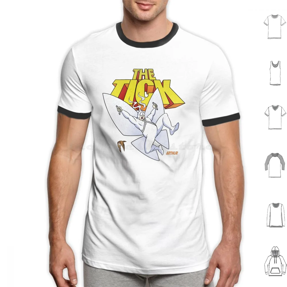 Personaje de "The Tick", parodia de superhéroe, "Arthur" con logotipo, camiseta de la serie de Tv 1994 de gran tamaño, 100% algodón, hecho en América