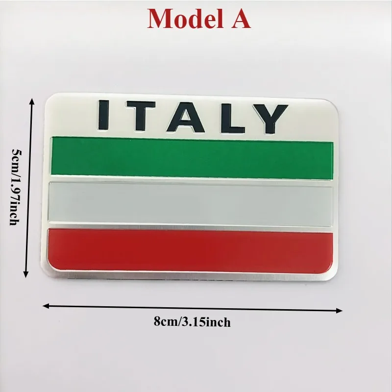 High-quality Modification Metal 3D Car Stickers Italian Flag Body Decoration Scratch Covering Aluminum Mounting Accessories