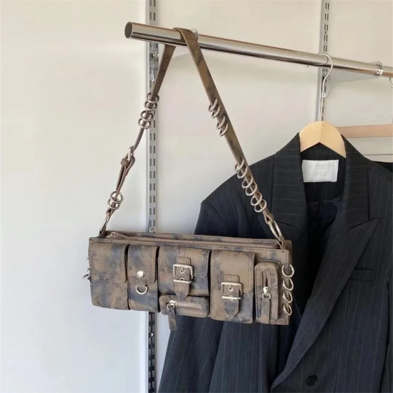 2024 New Fashion Trandy Handbag Chic Designed Pockets PU Underarm Bags for Women Autumn All Match Cool Bolsos Mujer Сумка