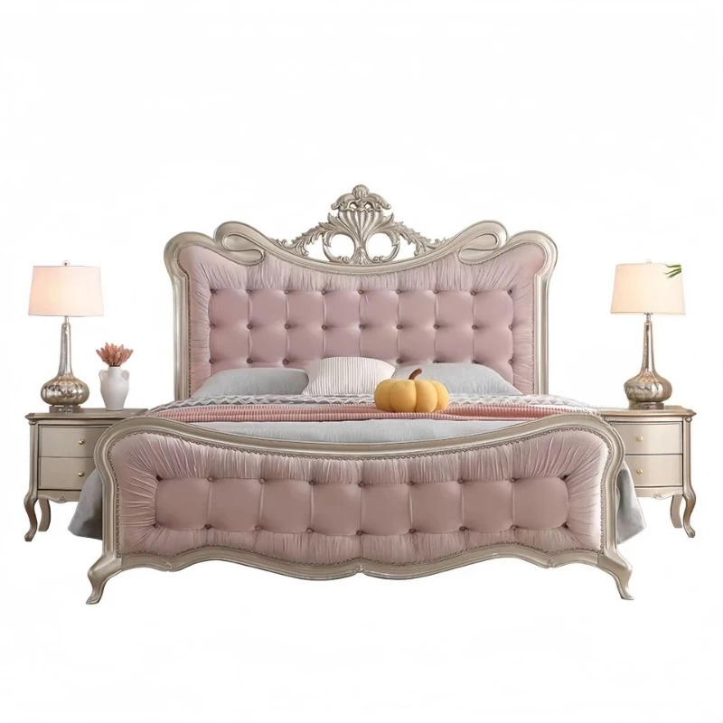 Modern Solid Wood Soft Bed Full Size Storage Multifunctional Bedroom Set with Canopy Bed