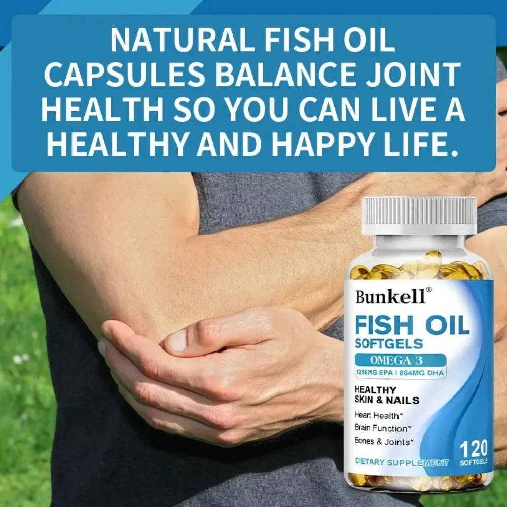 Triple Strength Omega-3 Fish Oil Support Brain and Heart Health, Boost Immunity and Slow Aging Antioxidants 120 Softgels