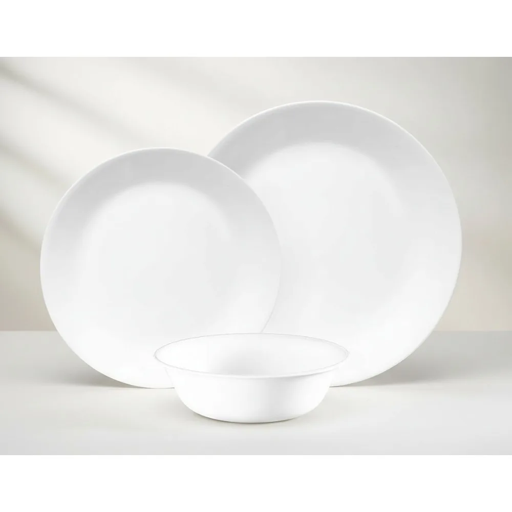 

Набор столовой посуды Winter Frost White из 12 предметов на 4 человека | Устойчивый к сколам, штабелируемый и безопасный для микроволновой печи