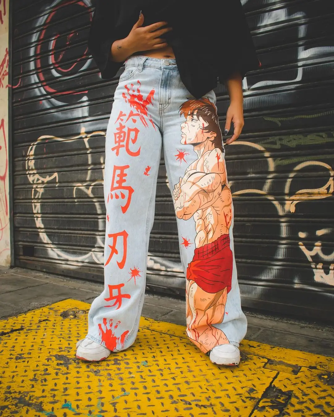 

Harajuku Anime Graphic wide leg jeans Streetwear Y2K Jeans Men Women 2024 new Japanese Style High Waist Jeans Wide Trouser Pants