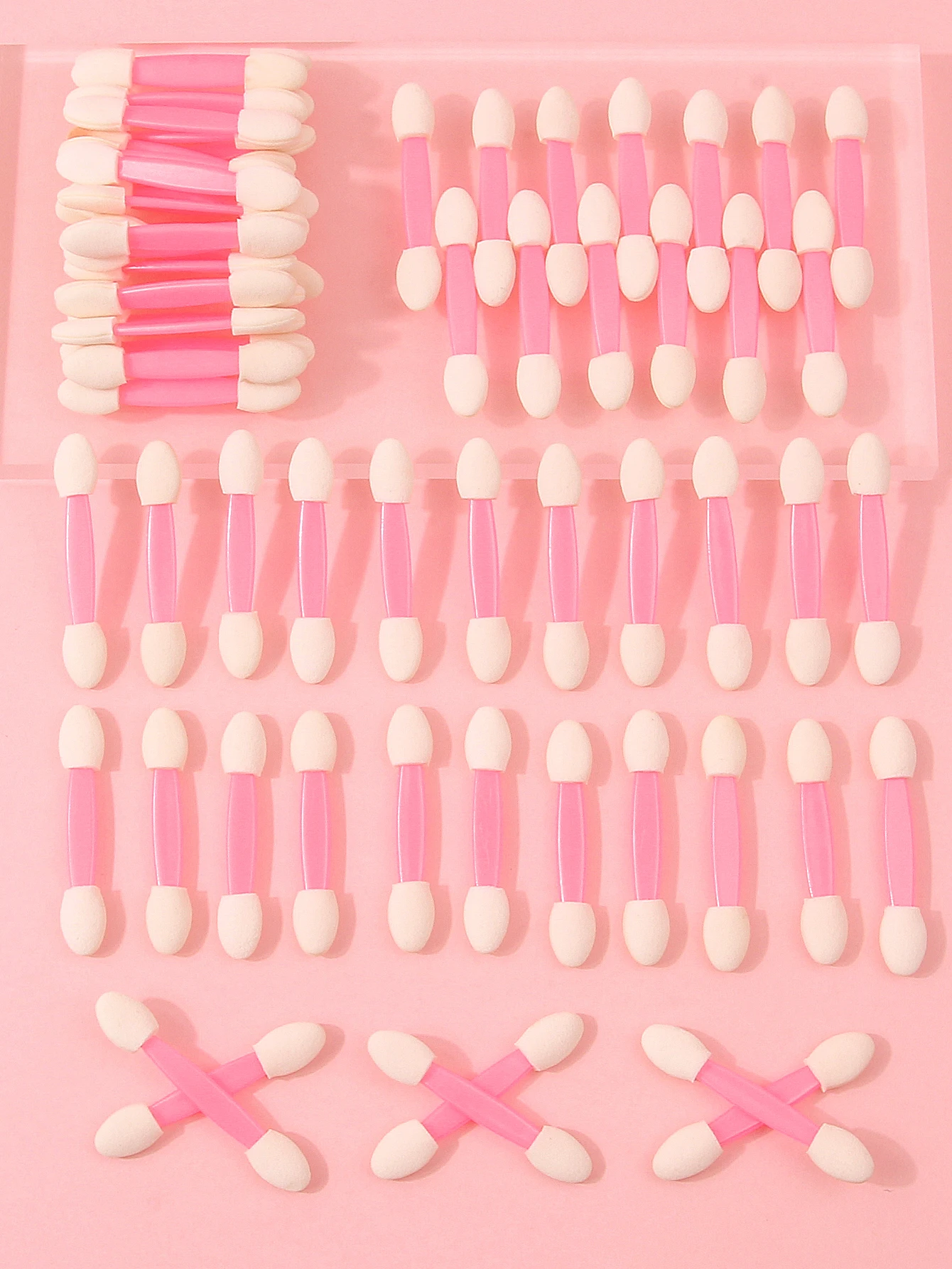 Dual-ended spons oogschaduwborstels 50 stuks, make-upapplicators voor beginners, nail art sponsborstels draagbaar cosmetisch gereedschap