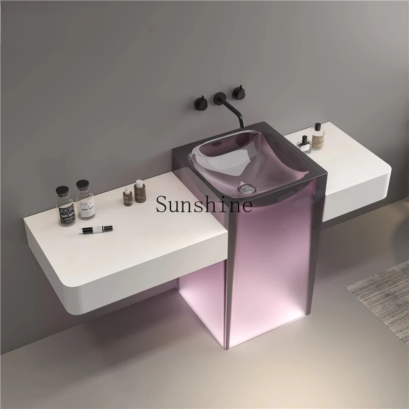 

Grape purple resin transparent luminous homestay club small apartment washbasin