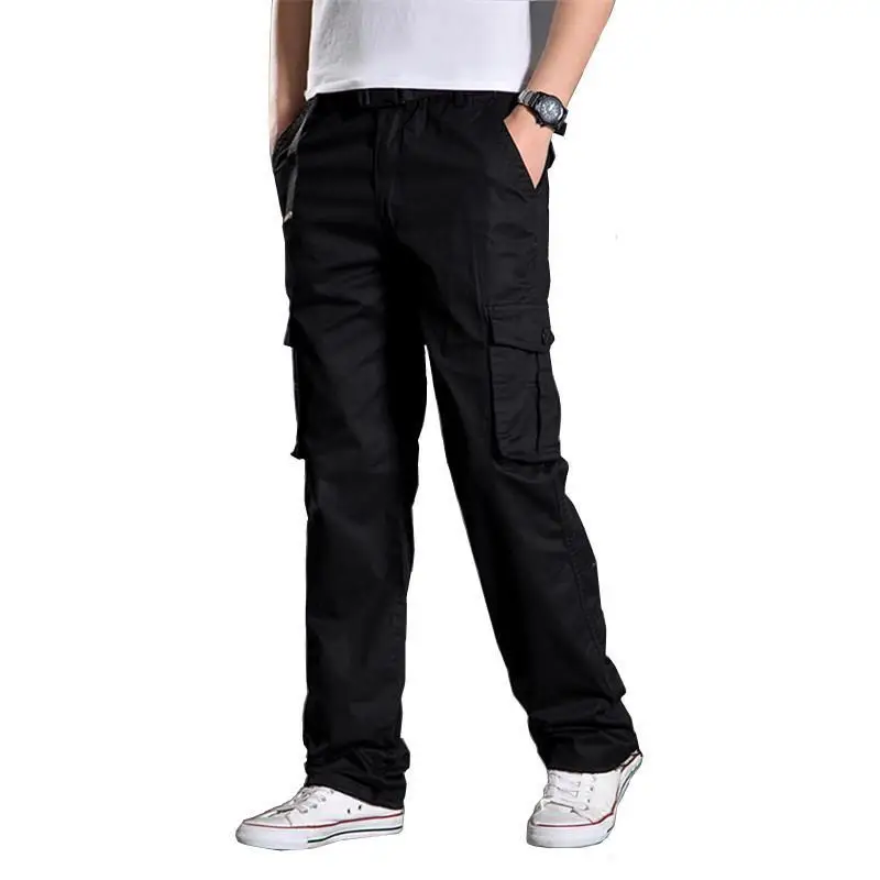 

Men's Casual Straight Leg Cotton Work Pants Outdoor Labor Protection Store Waed Cotton Multi-ket Straight Leg Pants