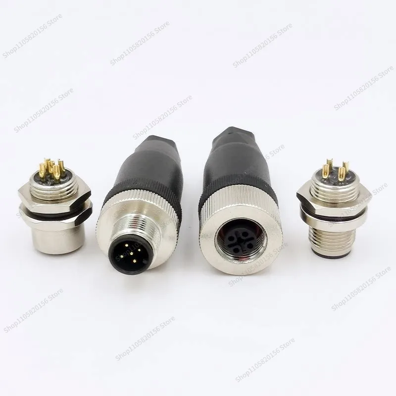 For M12 Aviation Plug Socket Sensor Waterproof Connector 4 5 8 12 Pin Male Female Straight Curved IP67