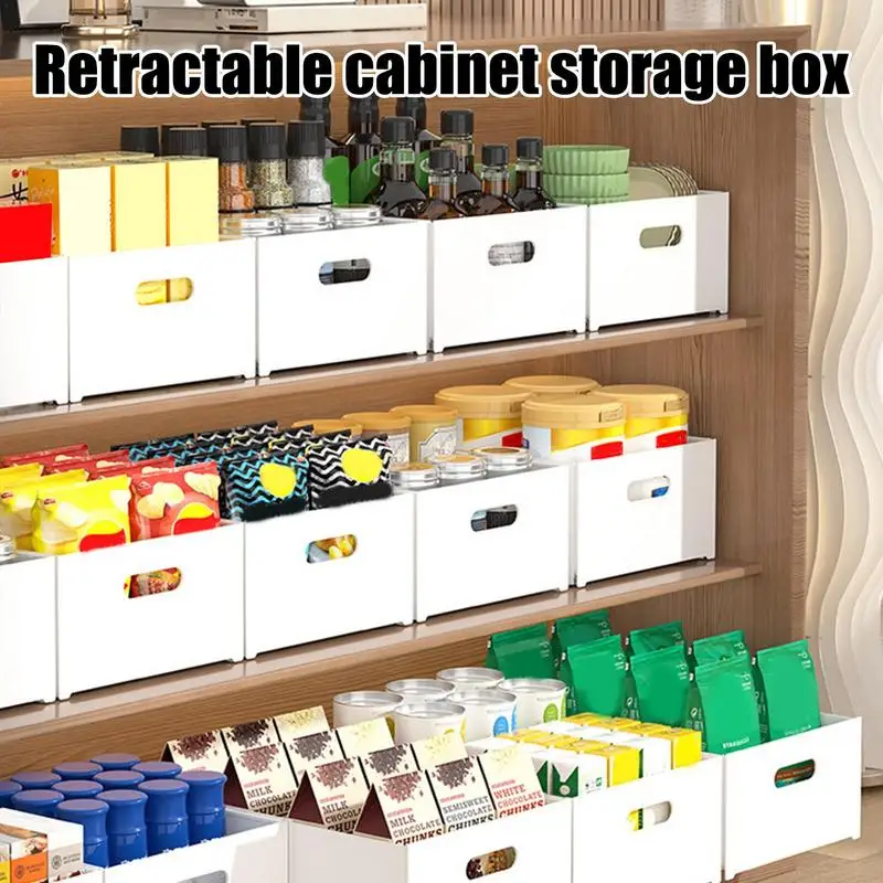 

Pantry Organizer Bins Retractable Pantry Storage Boxes Kitchen Storage Baskets Multifunctional Container Organizer For Closet