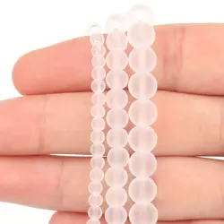 Wholesale Transparent Frosted Austria Crystal Round Glass Beads Natural Matte Loose Beads for Jewelry Making DIY Bracelet 2-8MM