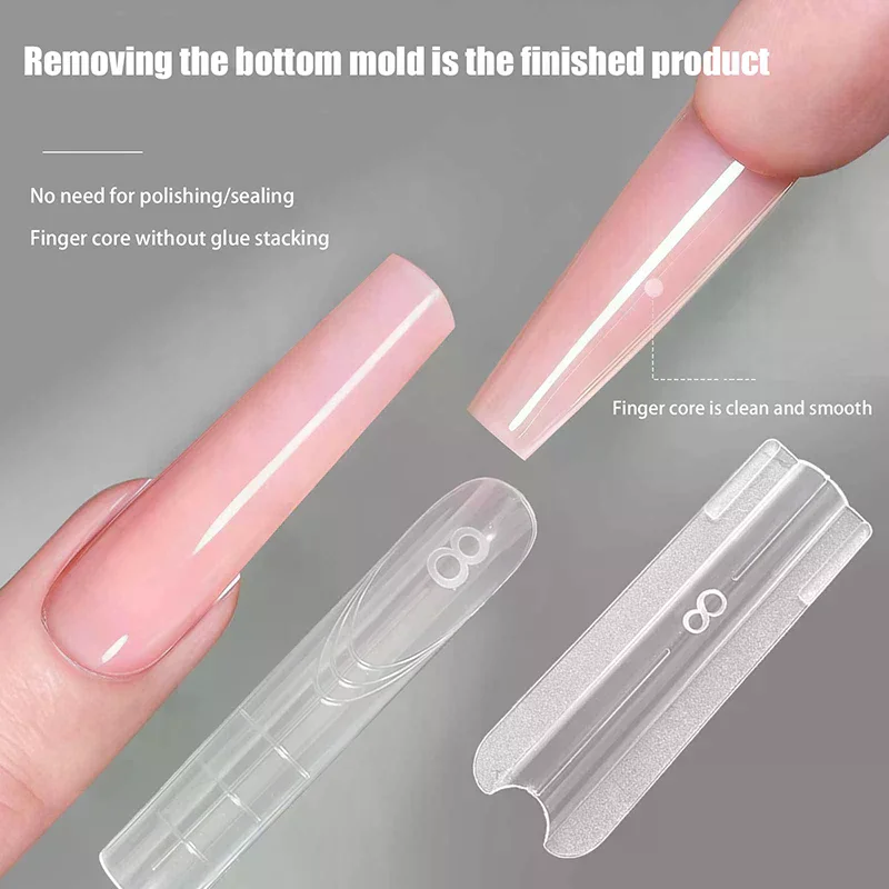 Sandwich Dual Nail Forms 140/280Pcs 13Size Quick Extensions-Dual Forms Coffin Oval T-shaped Manicure Forms Top Mold Bottom Mold
