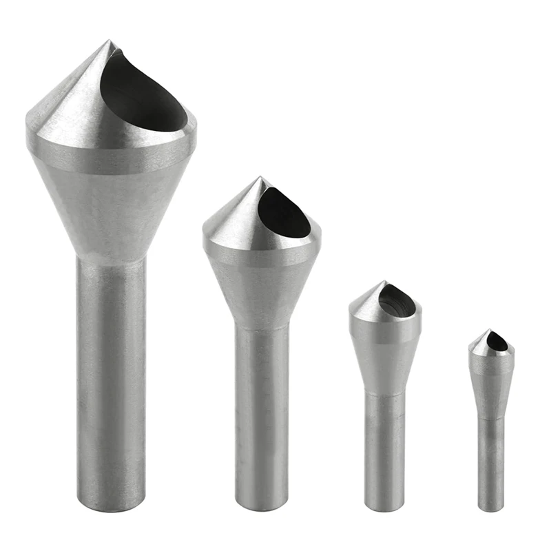 Countersink Drill Bit Set Round Shank HSS(4241) Countersink Drill Bit, For Wood,Metal,Plastic, Silver 4Piece