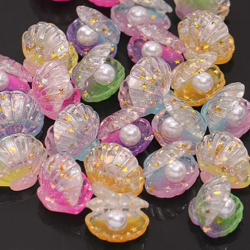 

Simulation Pearl colorful shells mini toys for children miniature ornaments resin accessories hairpin ornaments decoration