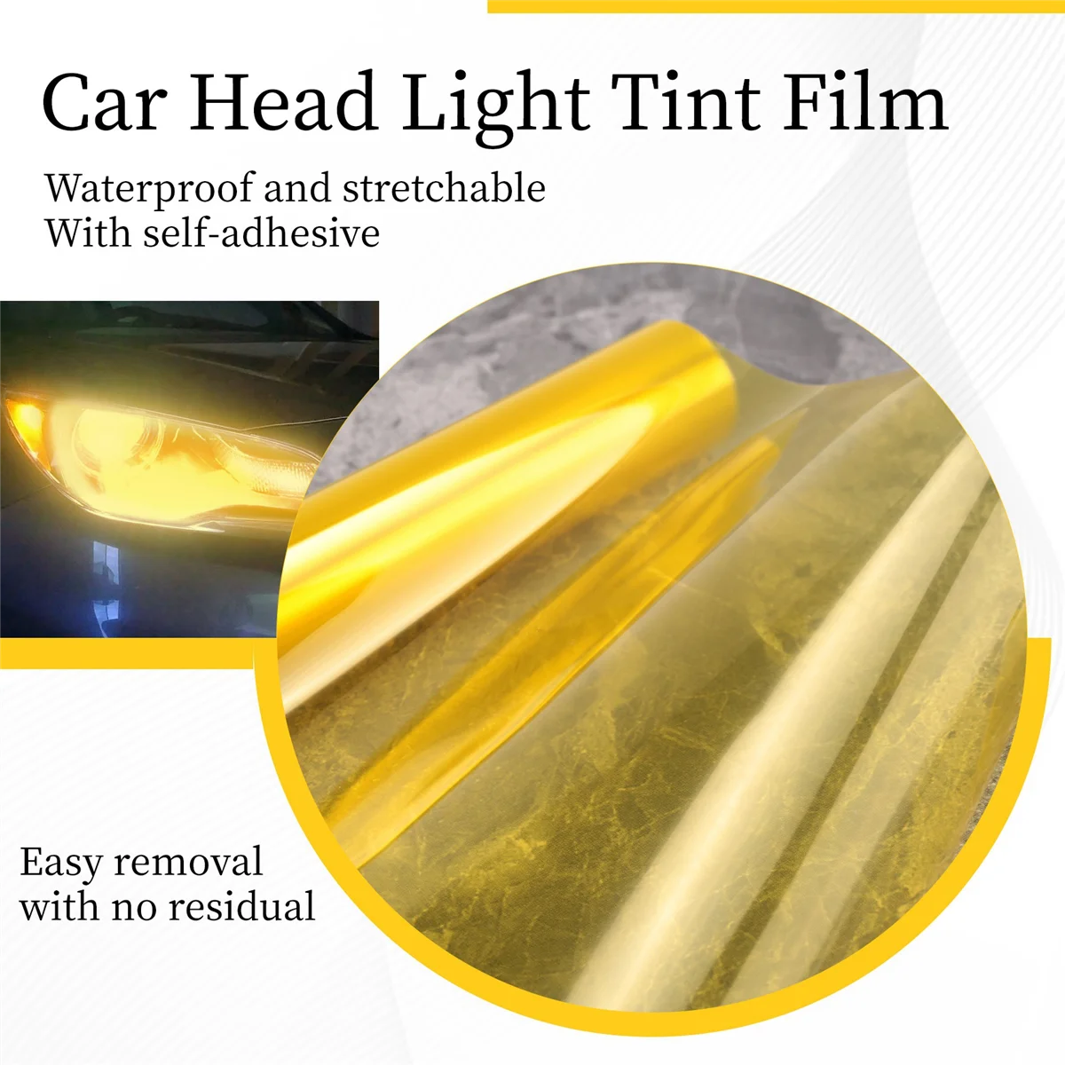 Yellow Car Tail Fog Head Light Headlight Tint Film Cover 30x60cm G