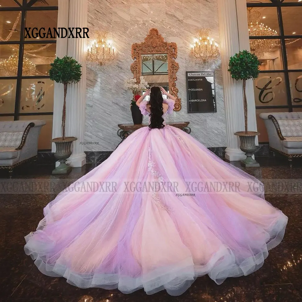 Vestido De quinceañera rosa, falda hinchada, escote corazón, Para Eventos especiales, 15 y 16, 2024