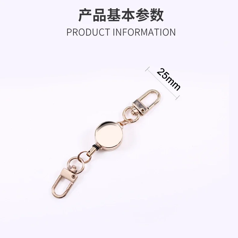 Retractable Key Holder Anti-theft Metal Easy-to-pull Buckle Rope Elastic Keychain Sporty Retractable Key Ring Nurse Accessories
