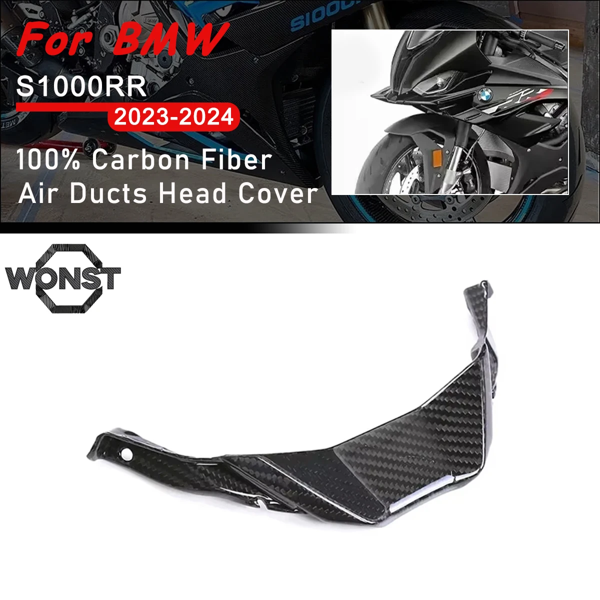 

NEW For BMW S1000RR 2023 2024 Pure Carbon Fiber Air Ducts Head Cover Protections Front Fairing Motorcycle Accessories S1000 RR