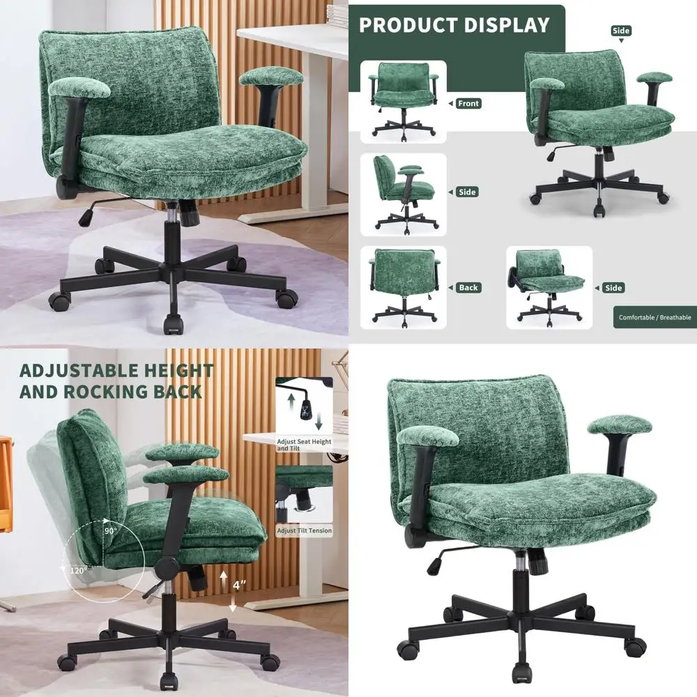 

Офисное кресло на колесиках с откидными подлокотниками, широкое мягкое сиденье для дома, спальни, гостиной