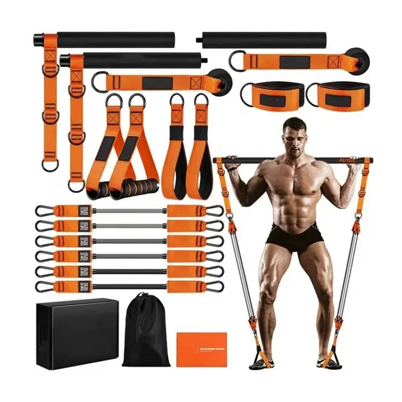 Pilates Bar Set Multi-Functional Home Training Accessory Including Resistance Rope Yoga Fitness Bar for Strength Workouts