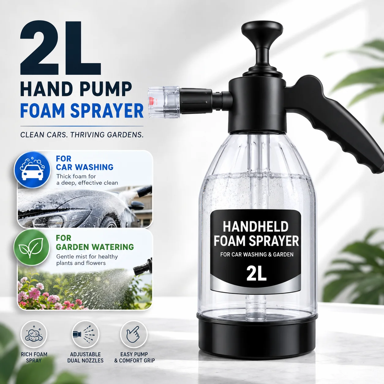 Foam Cannon Car Wash - 2L Handheld Foam Sprayer For Car