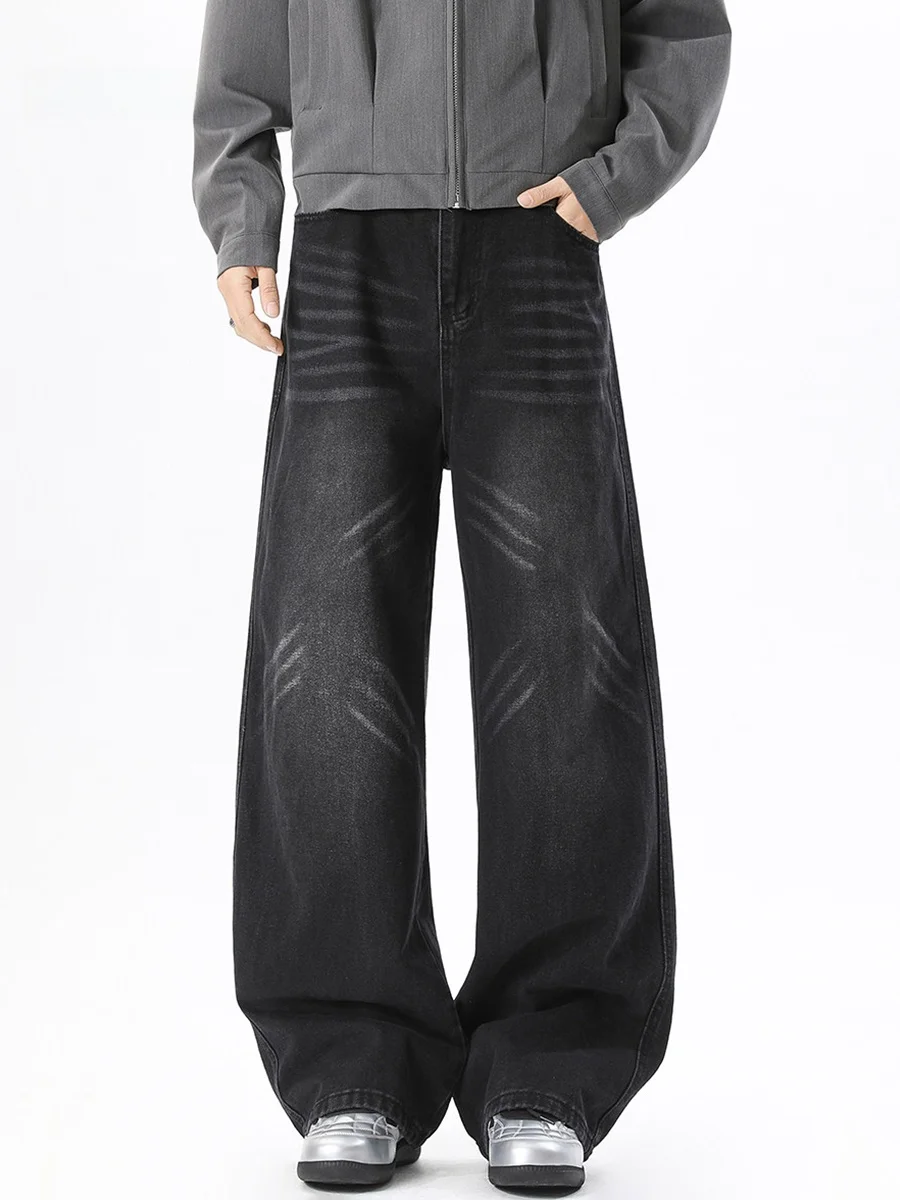 

American Retro Men's Jeans Flared Straight Leg Waed out Autumn Winter Loose Fit Casual Faion Ci Sle Cotton Polyester ...