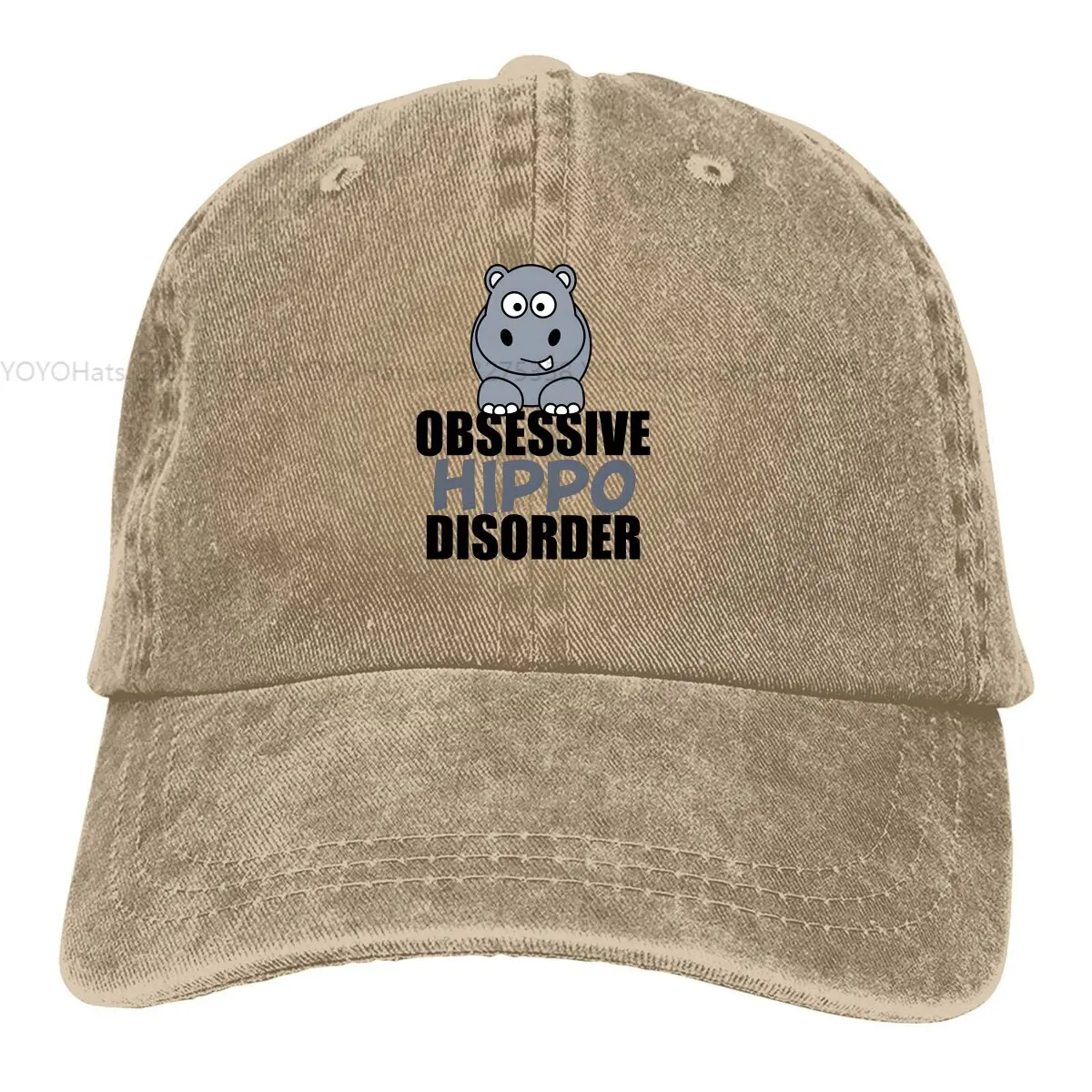 Washed Men's Baseball Cap Obsessive Disorder Trucker Snapback Caps Dad Hat Hippo Golf Hats