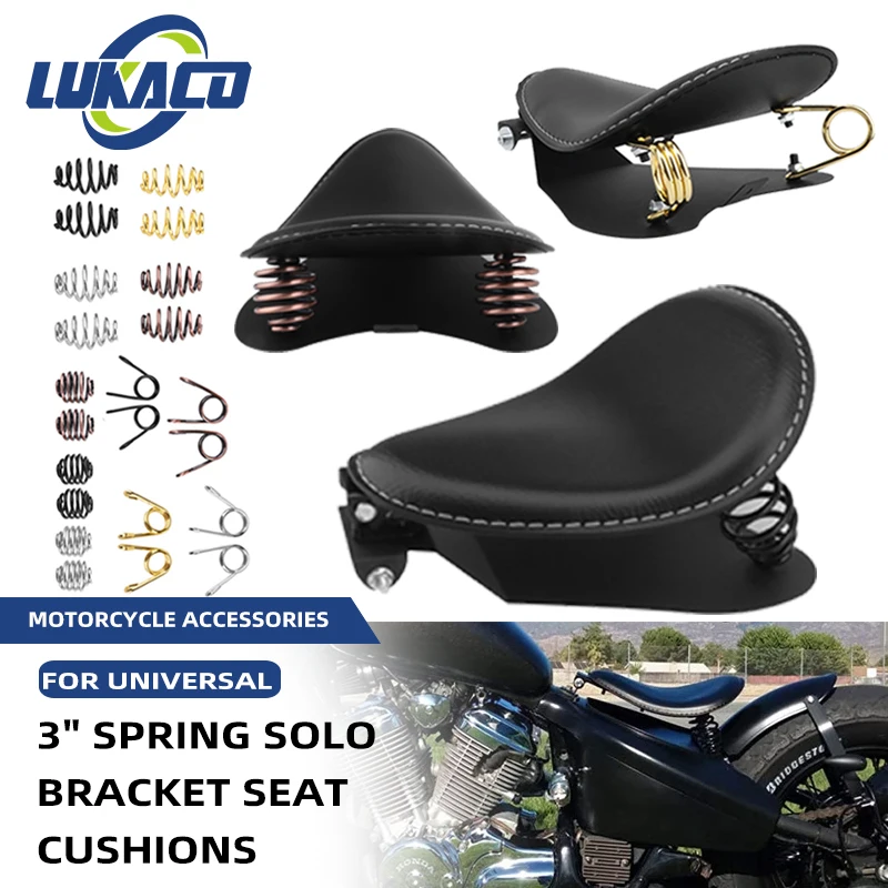 

For Honda Yamaha Kawasa Harley XL883 Motorcycle Universal Modified Retro Spring With White Stitch Single Saddle Solo Seat Parts