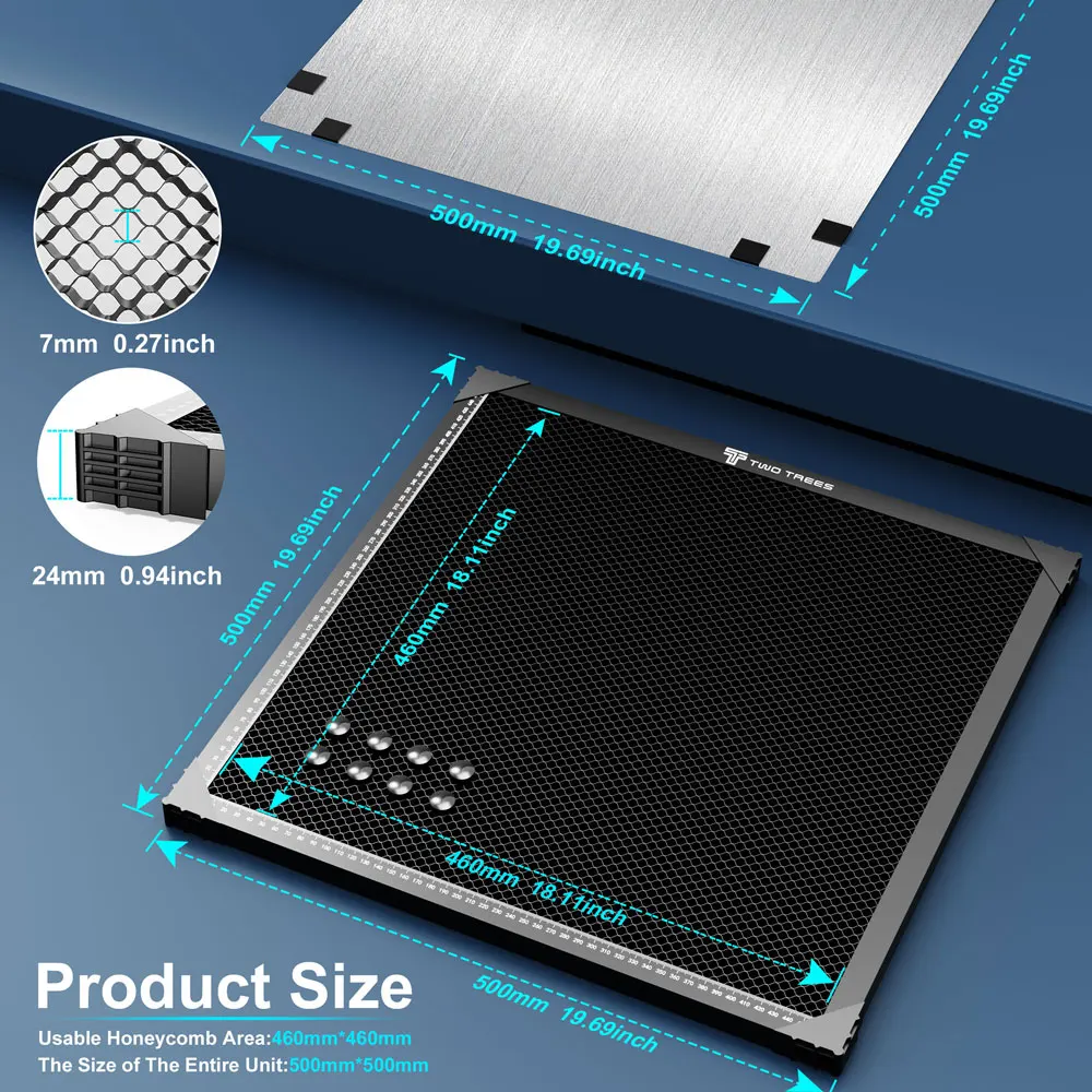 TWOTREES CNC Laser Honeycomb Working Table Size 500*500mm For Laser Engraver Cutting and engraving Co2 Laser Equipment Part