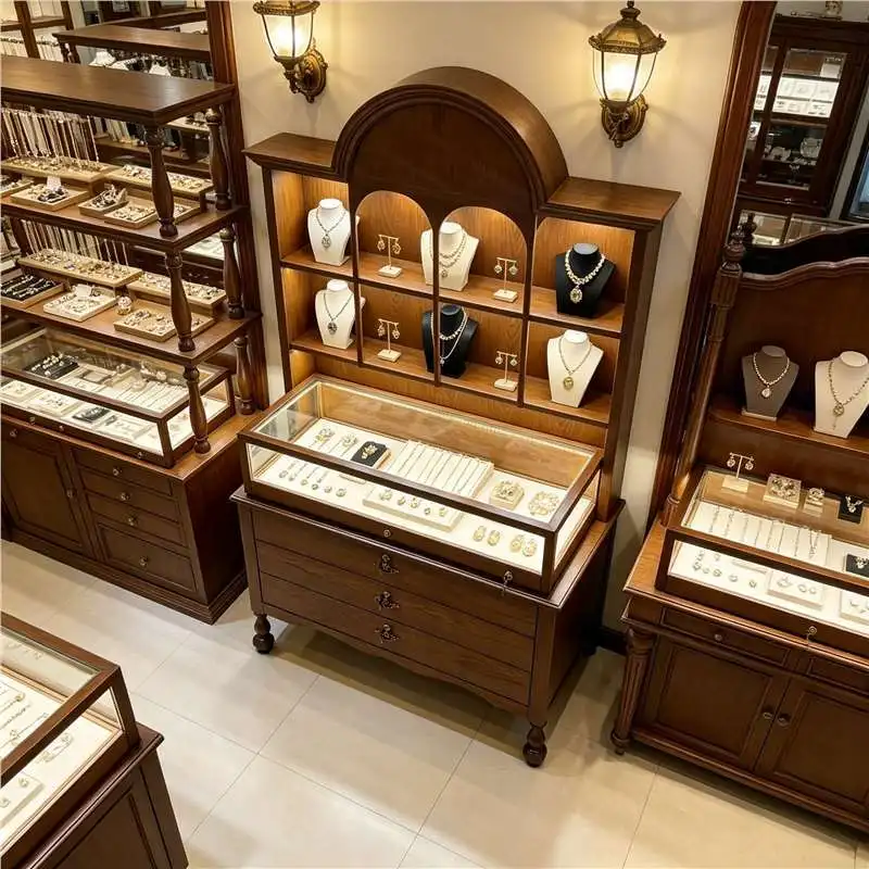 Medieval Glass Display Cabinet Jewelry Earrings Display Cabinet Women's Clothing Store Hat Combination Shelf Shoe Bag Display