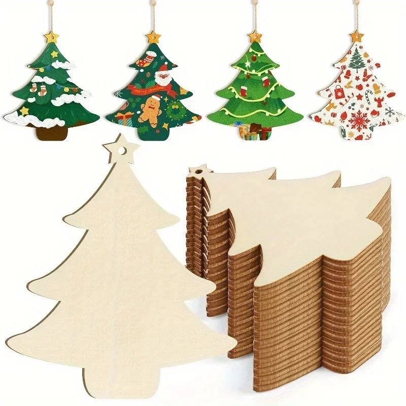 30-teiliges Set mit unfertigen hölzernen Weihnachtsbaum-Effekten – Bastelset zum Bemalen, für Feiertagsdekoration und Saison, geeignet für Kinder ab 14 Jahren