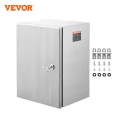 VEVOR Steel Electrical Box 304 Stainless Steel Electrical Enclosure Box Outdoor with Mounting Plate Hinges Lock IP66 Waterproof