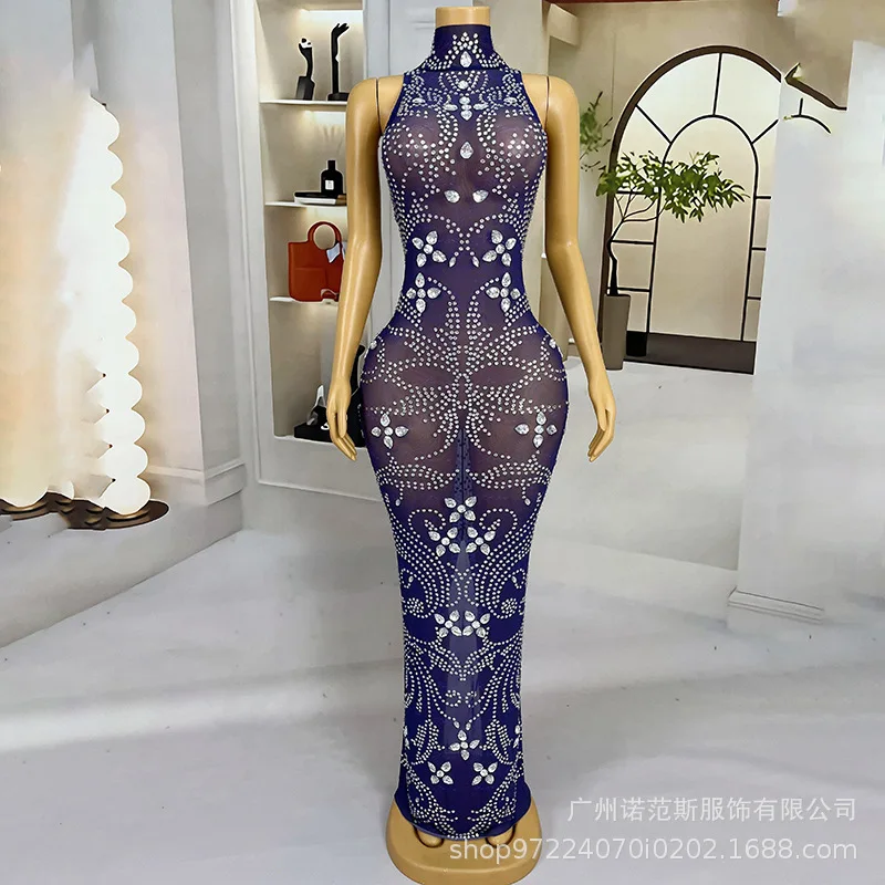 Sexy Perspective Vest Waist Evening Dress Dance Performance Singer Singing Clothes Miss Universe Pageant Clothes Evening Dresses