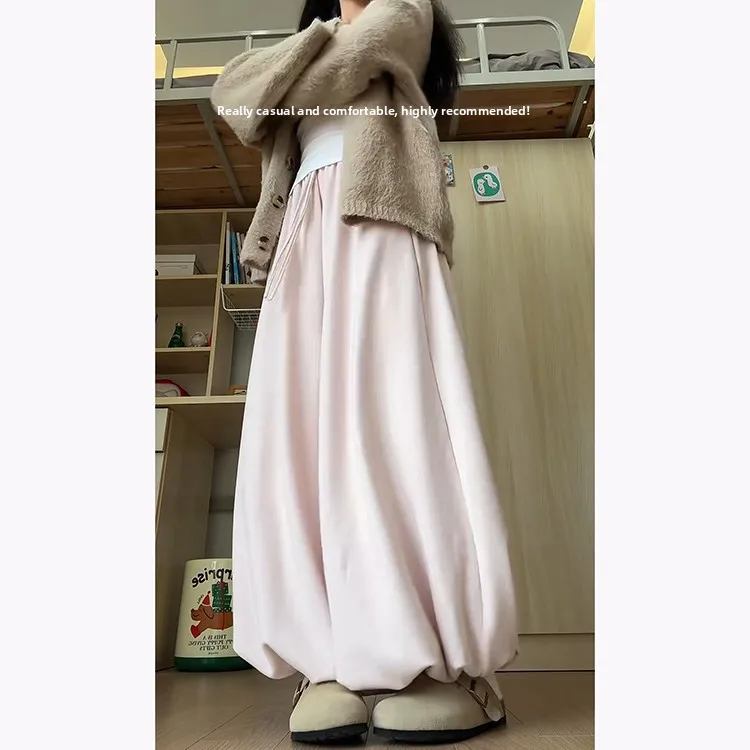 الكورية الحلو Sle عالية الخصر محبوك تنورة السراويل النسائية الخريف الشتاء نموذج جديد اللحوم تغطي التخسيس تسع نقاط الأرز نو...
