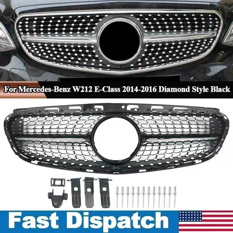 SAIQINGSP Car Accessories Tools For Mercedes Benz E-Class E200 E250 E300 E350 E400 4D sedan 2014-16 Diamond Style Front Grill