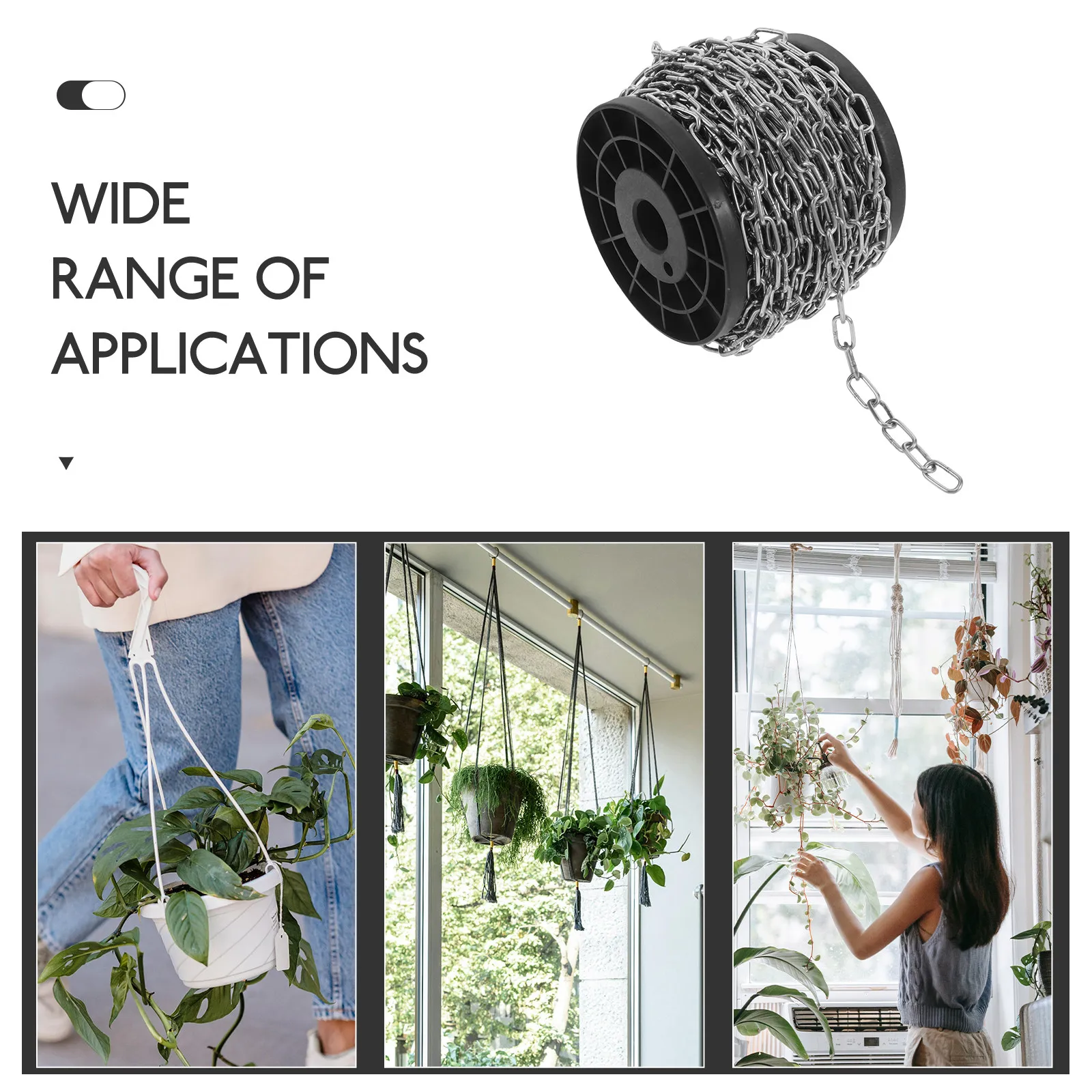 Stainless Steel Hanging Chain Roll Versatile Utility Chain for Camping Outdoor Home Use Hanging Plants Bird Feeders Flowerpots