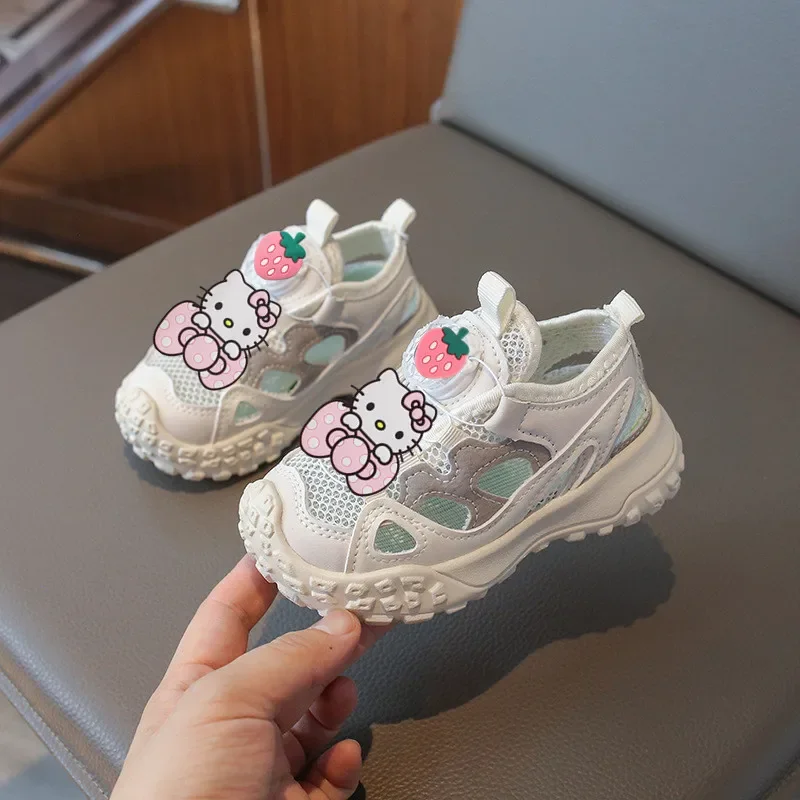 مرحبا كيتي الصيف الربيع الاحذية الأولى مشوا سانريو أحذية رياضية قطب الاطفال عارضة أحذية فتاة الصنادل أحذية الشاطئ الطفل #5
