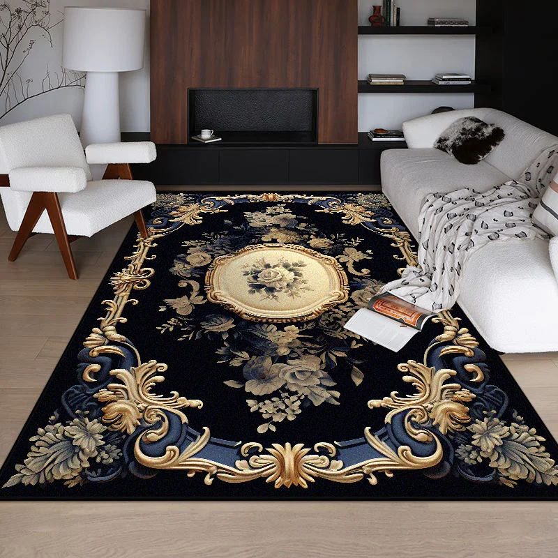 

Persian Style Decor Home Big Size Non-slip Living Room Rug Soft Foldable Leisure Area Sofa Table Mat Washable Dining Room Carpet