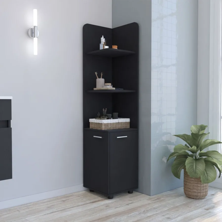 

Malibu 62 Tall Double Door Corner Linen Cabinet with Four Shelves