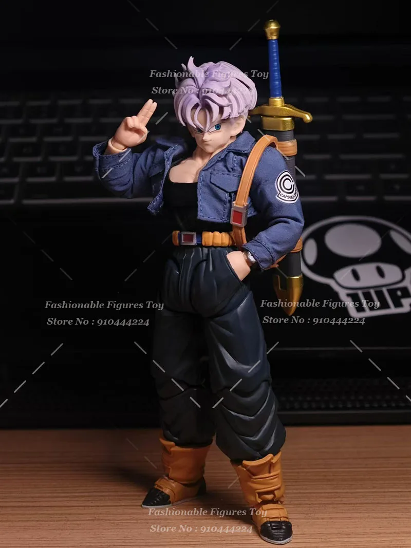 SHF 1/12 Men Soldier Future Trunks Combat Jacket Dragon Ball Blue Training Gi Short Coat Accessory Fit Action Figure Body Dolls