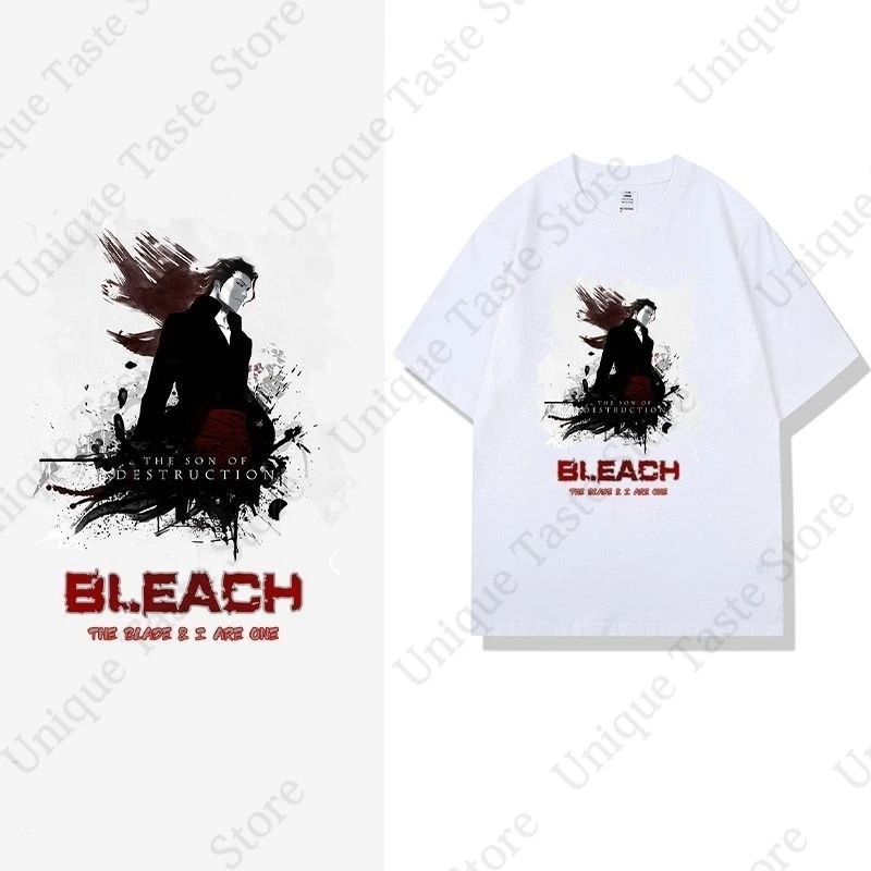‌Anime BLEACH T Shirt Sosuke Aizen Print T-shirt BLEACH Merch Streetwear Retro Men Women Cotton Summer Short Sleeve Tee Tops