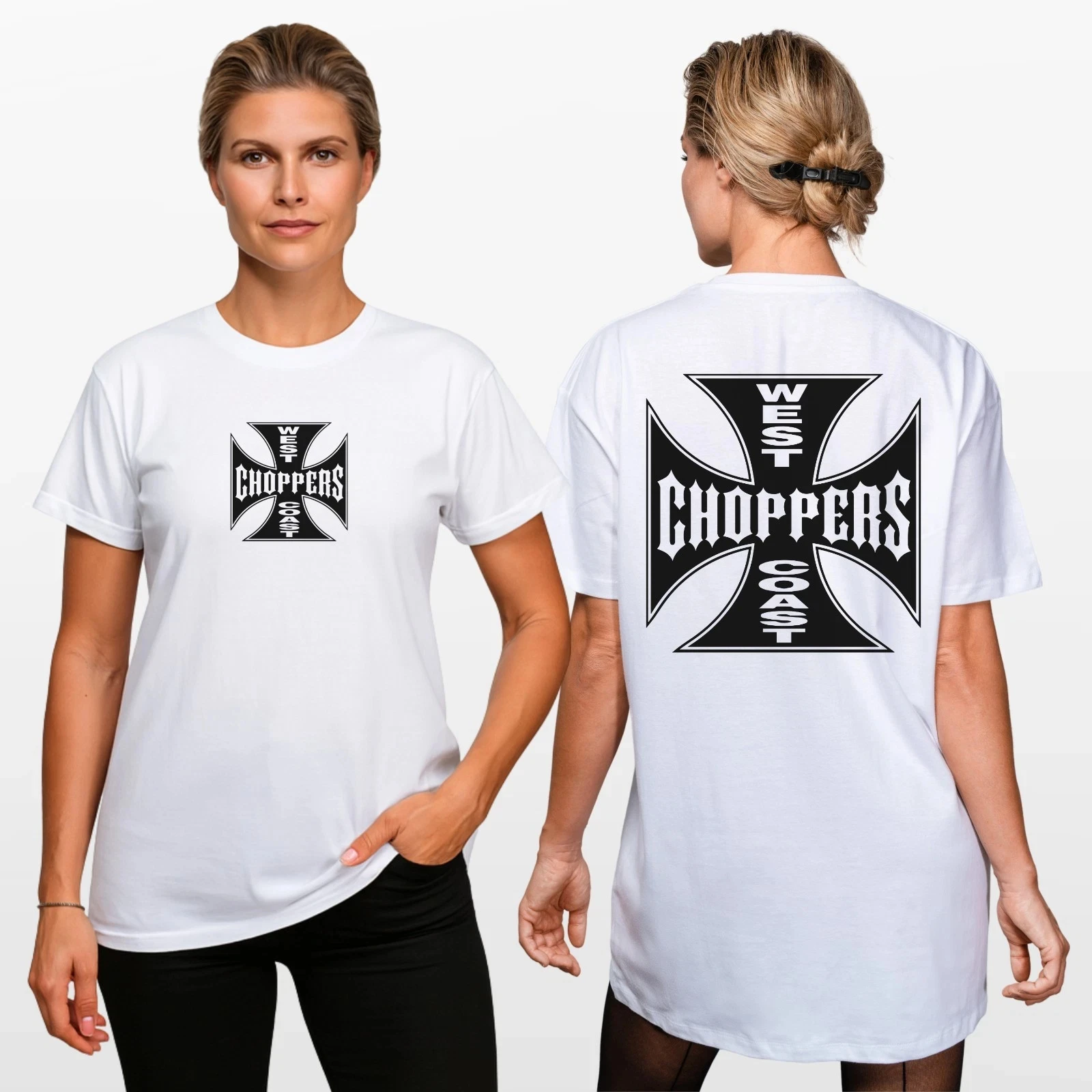 2026 West Coast Choppers Cross Logo T Shirt Front Back Print Biker Graphic Tee Unisex Style Both of Men and Women