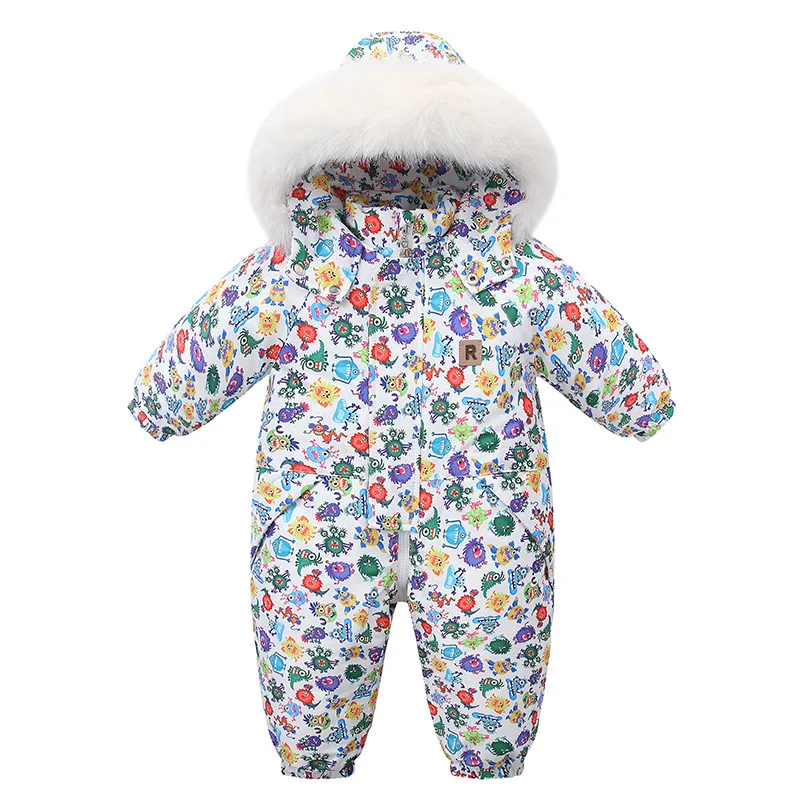 ZOETOPKID Winter Kid's Hooded Romper Lightweight Baby Girls Boys Snowsuit Ski Fur Lining Windproof Jumpsuit Children's Outwear
