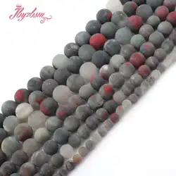 Natural Bloodstone Heliotrope Frost Matte Round Beads Ball Loose 4/6/8/10/12MM Stone Beads For DIY Necklace Jewelry Making 15