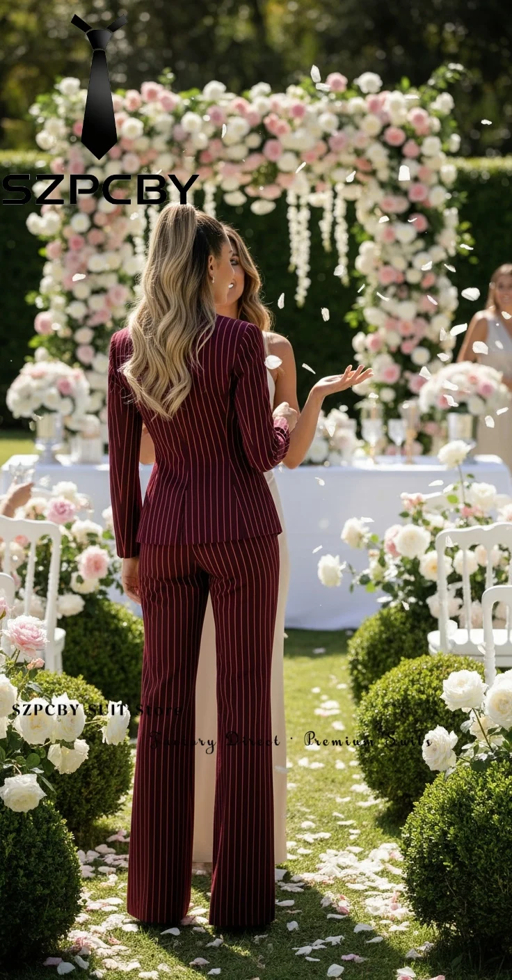 Elegant Womens Suits 2 Piece Set Business Pinstripe Black Suit for Women Elegant Blazer Jacket and Flared Pants Casual Outfits