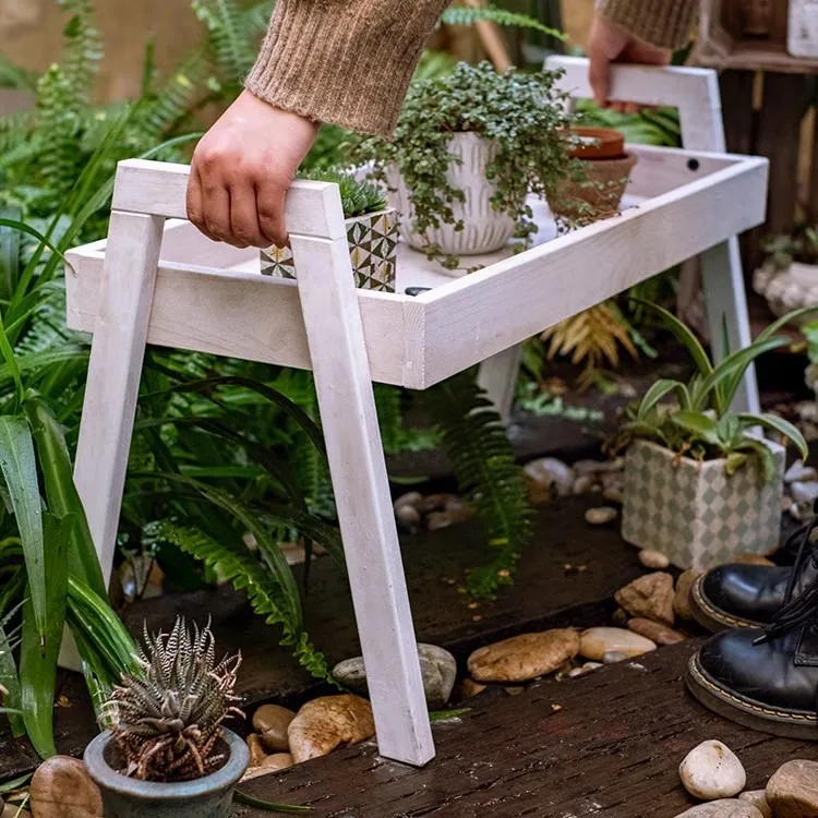 

Solid wood flower stand Garden table Multifunctional potted plant rack Garden decoration Grocery zakka