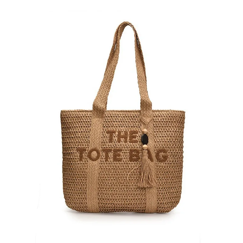 

French style large capacity woven straw woven bag for women, new beach vacation shoulder bag, casual commuting tote bag
