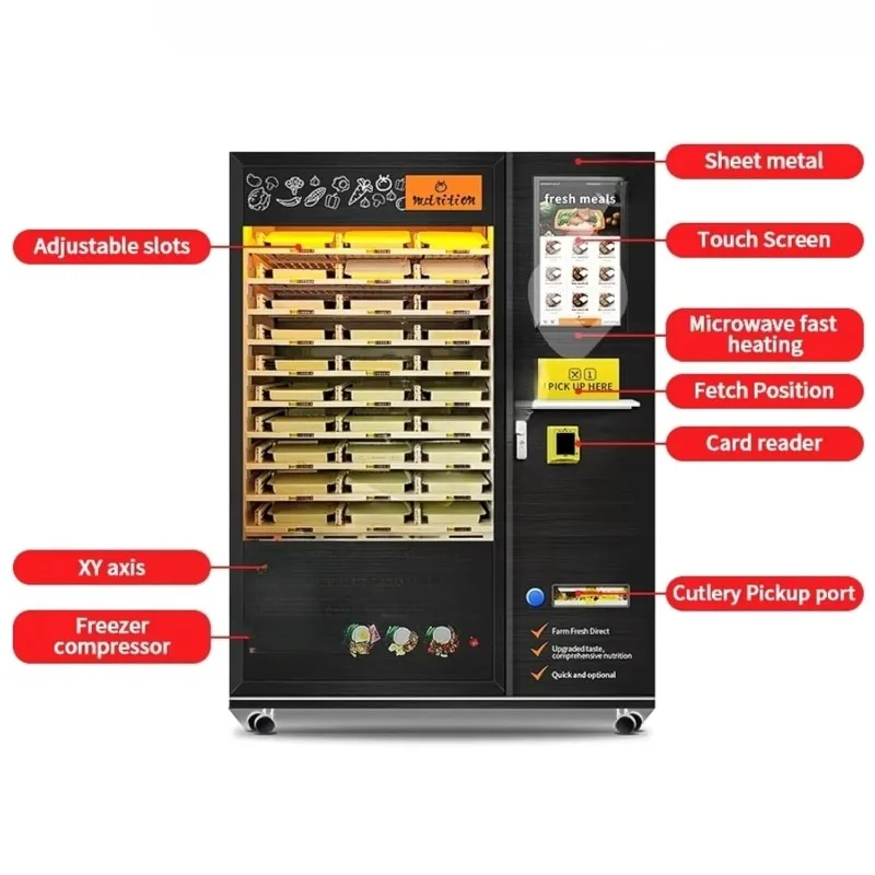 Customized Hot Food Vending Machine Large Capacity Supports Independent Temperature Settings for Different Areas