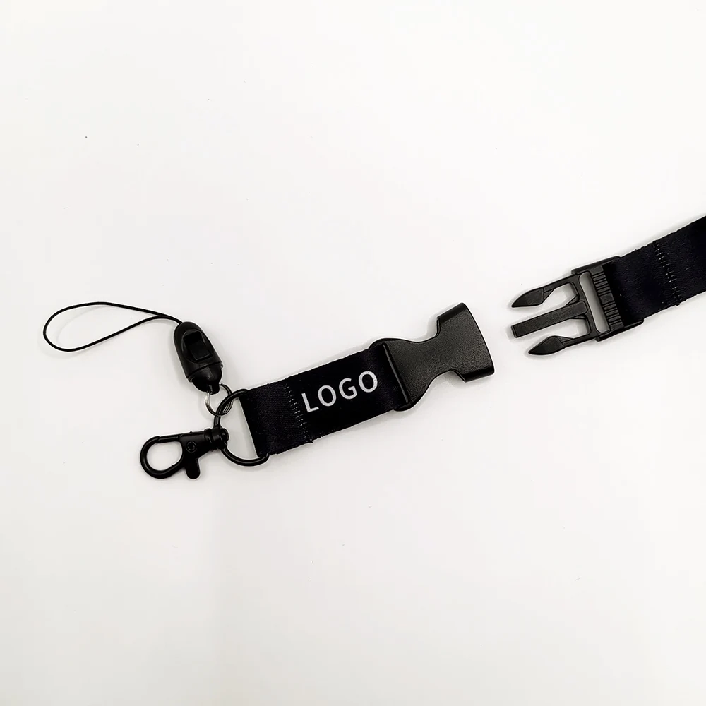 10 Pcs/lot Custom Logo Lanyard Black Metal Hook Colored Separable Smooth Material Neck Rope Keychain Personal Printing Landyard